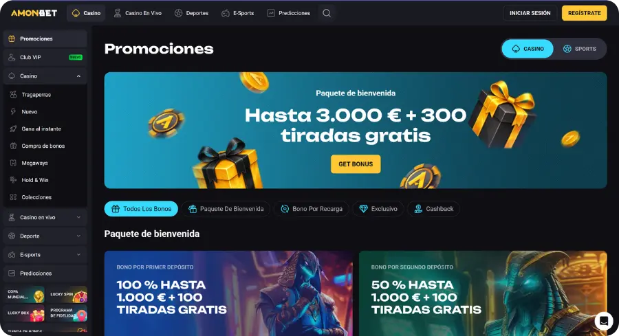AmonBet Casino bonus de bienvenida