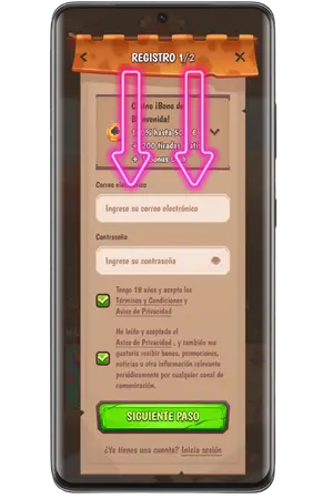 Stonevegas Casino formulario de registro paso uno