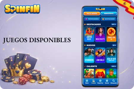 Spinfin Casino - juegos disponibles y tragaperras online