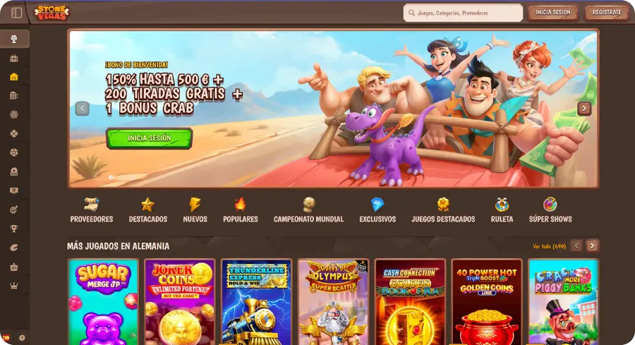 Stonevegas Casino plataforma de juegos sin registro en España